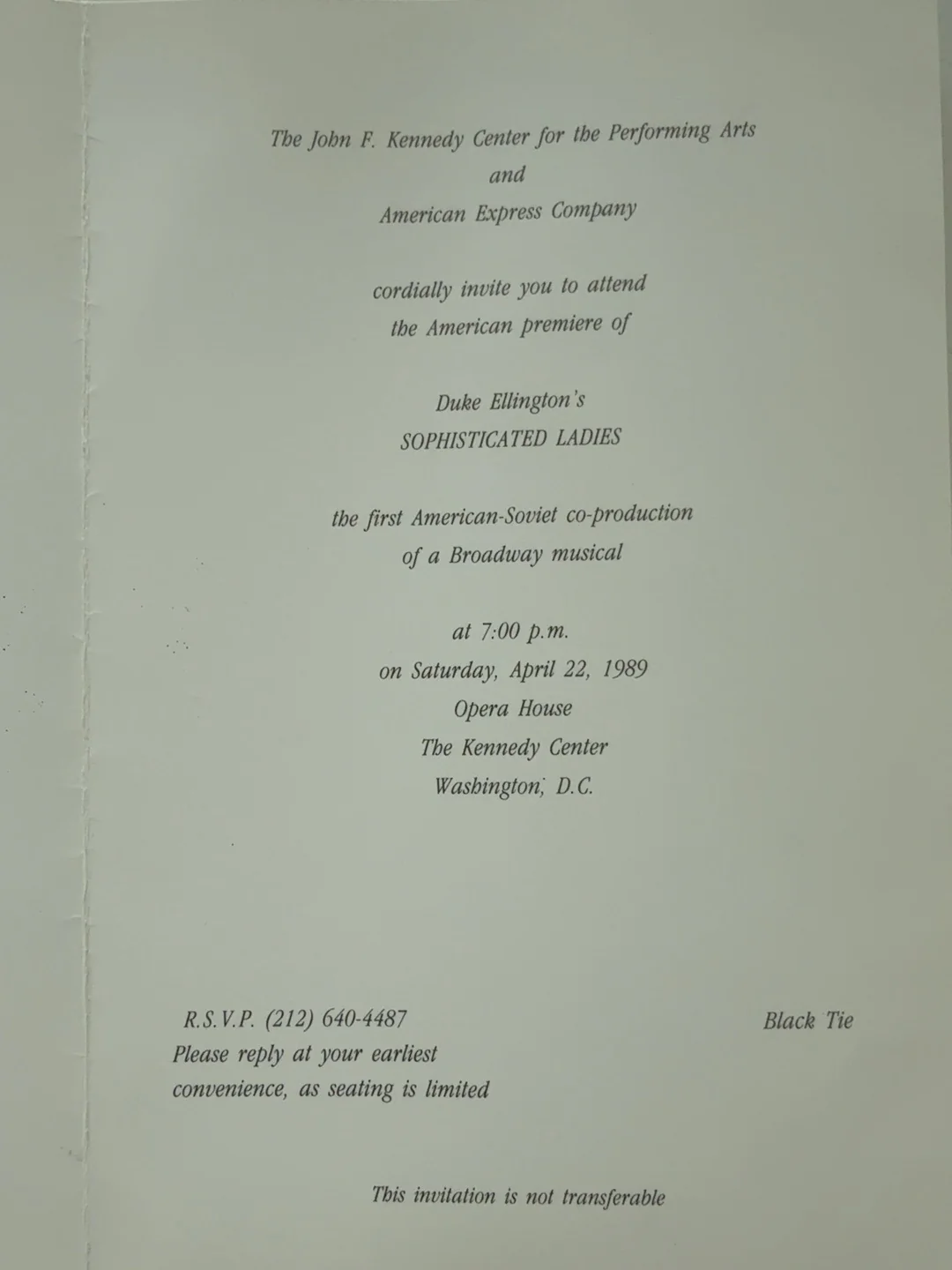 Kennedy Center · 22. April 1989