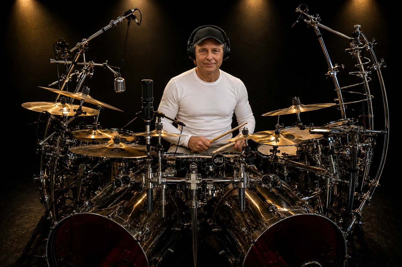 Alexander Simonovsky behind his drum kit